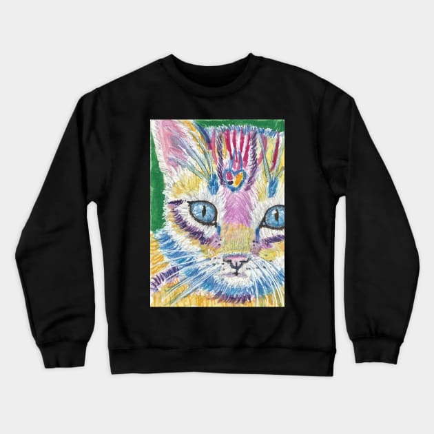 Colorful kitten cat Crewneck Sweatshirt by SamsArtworks